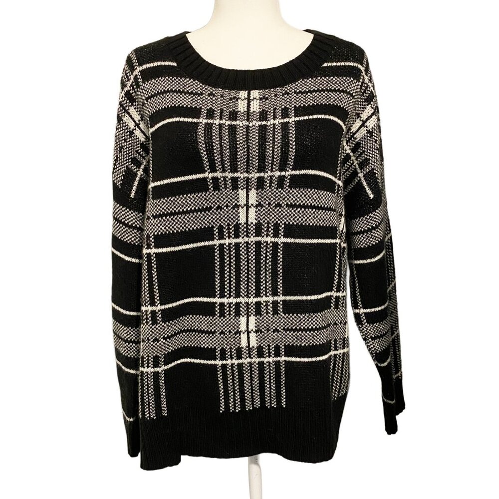 St. John's Bay Black and White Plaid Sweater